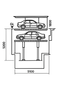 Hệ thống đỗ xe tự động cao tầng ngầm (2 hoặc 4 xe)