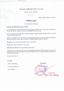 Thông báo thay đổi địa chỉ trụ sở công ty