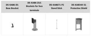 Phụ kiện đi kèm thiết bị nhận diện khuôn mặt IDS-3001FW