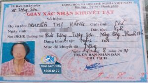 giấy xác nhận khuyết tật